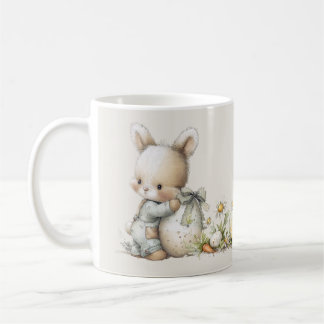 Cute baby bunny in pajamas with an Easter egg Kaffemugg