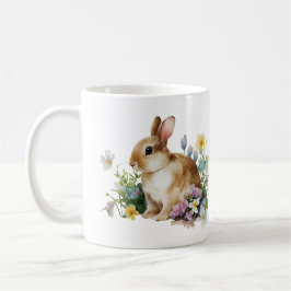 Cute Baby Bunny (Little Öron) med blommor Kaffemugg