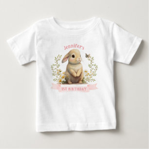 Cute Baby Bunny med Butterfly Påsk-födelsedag T Shirt