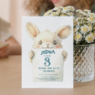 Cute Baby Bunny och undertecknar Barns födelsedag Inbjudningar