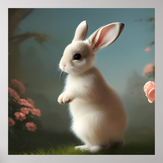 Cute Baby Bunny Porträtt Poster (Framsidan)