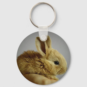 Cute Baby Bunny Rabbit i Hand Nyckelring