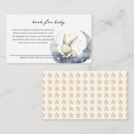 Cute Baby Bunny vid Måne med Stars Bokar för Baby Tilläggskort