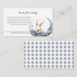 Cute Baby Bunny vid Måne med Stars Bokar för Baby Tilläggskort