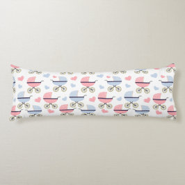 Cute Baby Carriage Rosa Blue Infant Bedding Kroppskudde