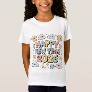Cute Baby Cartoon New Year 2026 Illustration T Shirt
