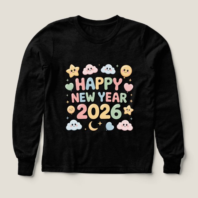 Cute Baby Cartoon New Year 2026 Illustration T Shirt (Design framsida)