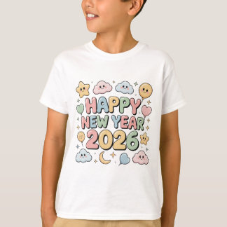 Cute Baby Cartoon New Year 2026 Illustration T Shirt