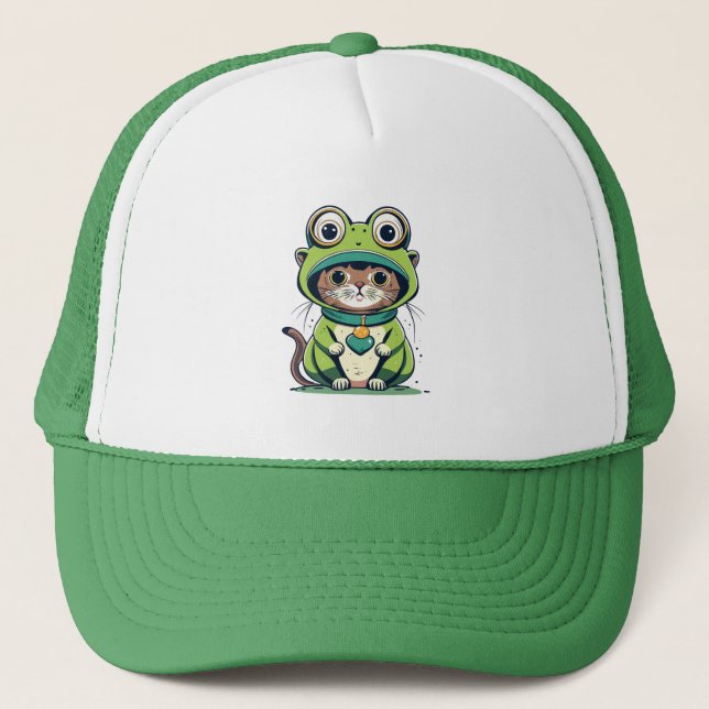 Cute Baby Cat med Frog Hat Keps (Framsida)