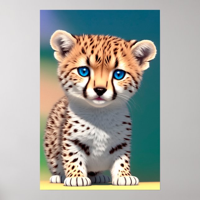 Cute Baby Cheetah för barn | 2:3 Poster (Framsidan)