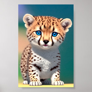 Cute Baby Cheetah för barn   2:3 Poster
