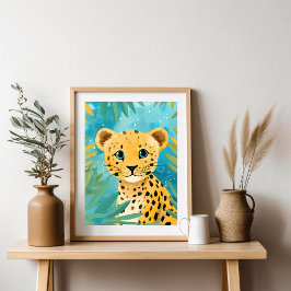 Cute Baby Cheetah med Blue Ögon Poster