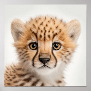 Cute Baby Cheetah Porträtt   Fyrkant 1:1 Poster