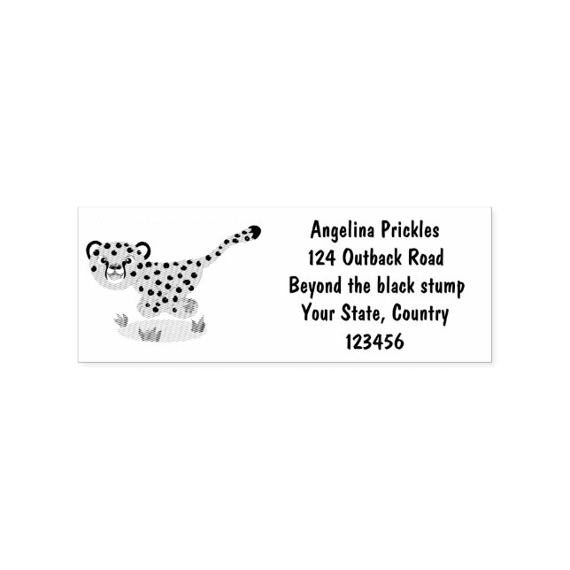 Cute baby cheetah som kör tecknad illustration stämpel (Tryck)