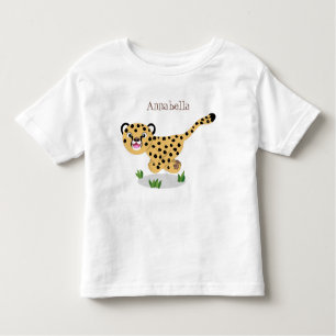 Cute baby cheetah som kör tecknad illustration t shirt