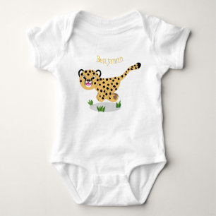 Cute baby cheetah som kör tecknad illustration t shirt