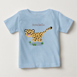 Cute baby cheetah som kör tecknad illustration t shirt