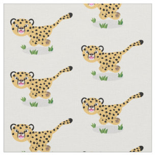 Cute baby cheetah som kör tecknad illustration tyg