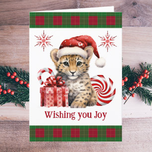 Cute Baby Cheetah Unge Big Cat jul Joy Helgkort