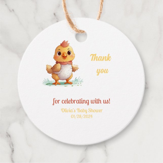 Cute baby chick Baby Shower Tack Gåvor Etiketter (Framsida)