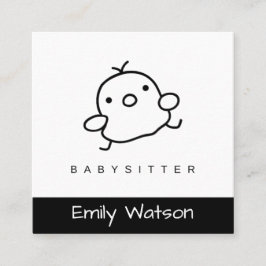 Cute Baby Chick Black and White IG Babywatch Fyrkantigt Visitkort