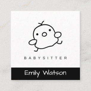 Cute Baby Chick Black and White IG Babywatch Fyrkantigt Visitkort