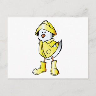 Cute Baby Chick med en Gult regnrock Vykort