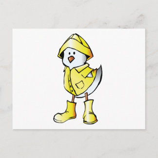 Cute Baby Chick med en Gult regnrock Vykort