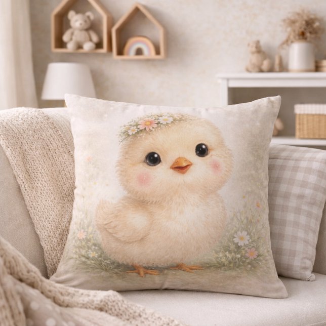 Cute Baby Chick Neutral Kids Room Kudde (Skapare uppladdad)
