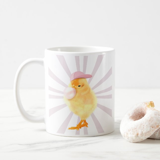 Cute Baby Chick Retro Vibes Kaffemugg (Med munk)