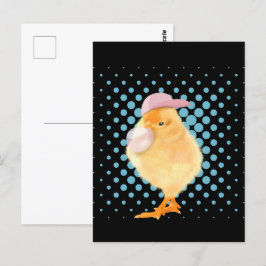 Cute Baby Chick Rosa Bubblegum Black Vykort