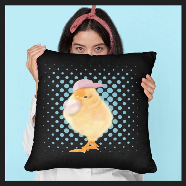Cute Baby Chick Rosa Bubblegum Kudde (Skapare uppladdad)
