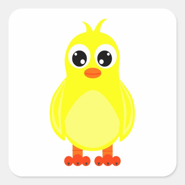 Cute Baby Chick Square Fyrkantigt Klistermärke (Framsida)
