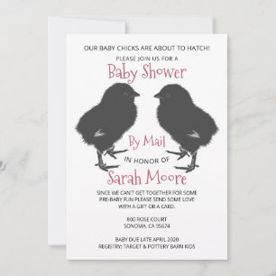 Cute Baby Chick Twillingars Baby Shower efter post Inbjudningar