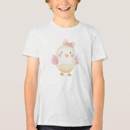 Cute Baby Chick with Pink Bow Illustration T Shirt