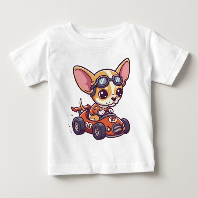 Cute Baby Chihuahua Tävling-bilförare T Shirt (Framsida)