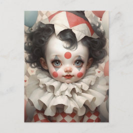 Cute Baby Clown med Vintage Färg Vykort