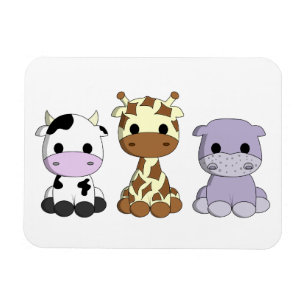 Cute baby cogiraffe hippo tecknad magnet