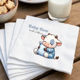 Cute Baby Cow in Blue Polka Dot Pajamas Baby Showe Pappersservett