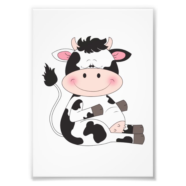 Cute Baby Cow-Tecknad Fototryck (Framsidan)
