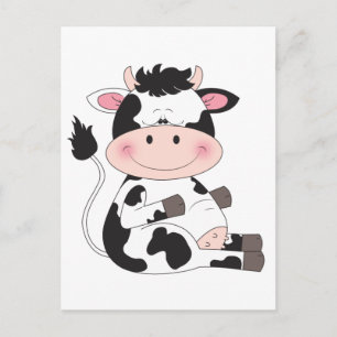 Cute Baby Cow-Tecknad Vykort