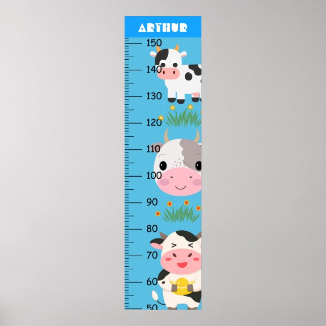 Cute Baby Cow-tillväxtdiagram Poster (Framsidan)