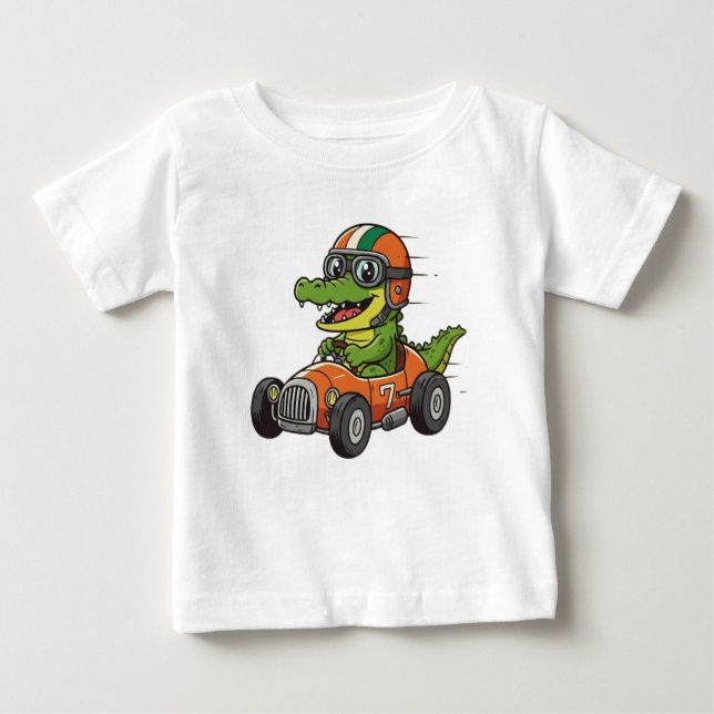 CUTE BABY CROC TÄVLING CAR DRIVER T SHIRT (Framsida)