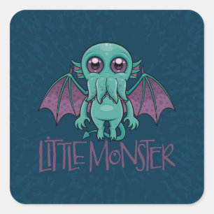Cute Baby Cthulhu Little Monster Fyrkantigt Klistermärke