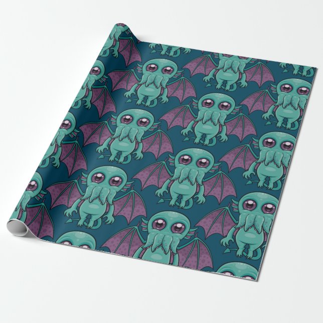 Cute Baby Cthulhu Monster Presentpapper (Utrullad)