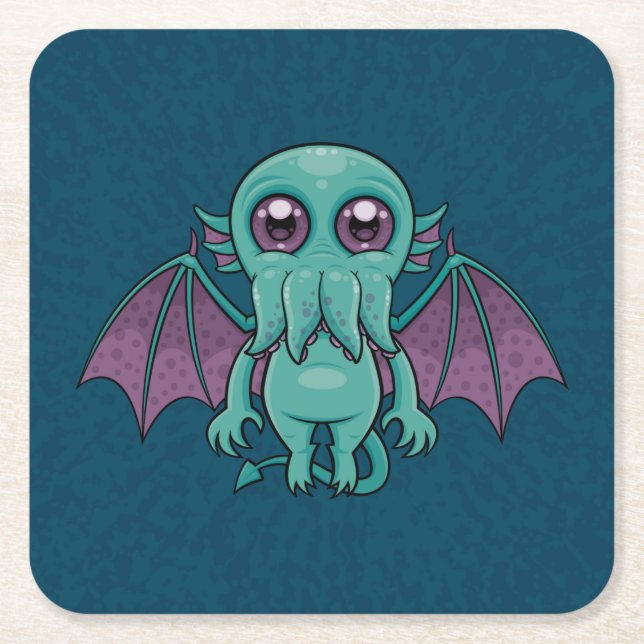 Cute Baby Cthulhu Monster Underlägg Papper Kvadrat (Framsidan)