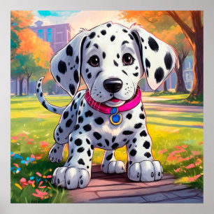 Cute baby dalmatian i stadsparken poster