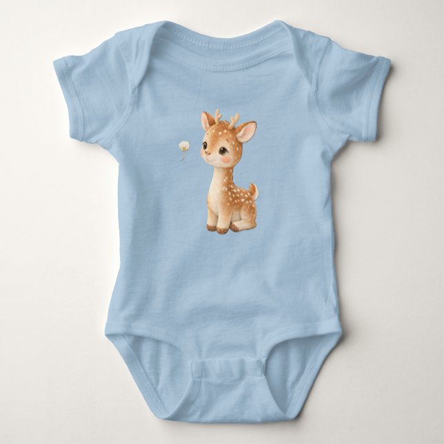 Cute Baby Deer Bodysuit – Kawaii Woodland Animal  T Shirt (Framsida)