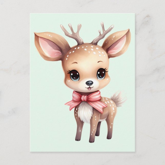 Cute Baby Deer Cartoon Illustration Vykort (Framsida)