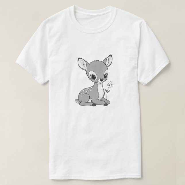Cute Baby Deer Nursery Wall Art – Woodland Animal T Shirt (Design framsida)